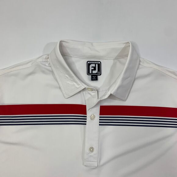 FJ FootJoy Shirt Mens 2XL XXL Athletic Fit White Stretch Droptail Polo Golf - Picture 3 of 12